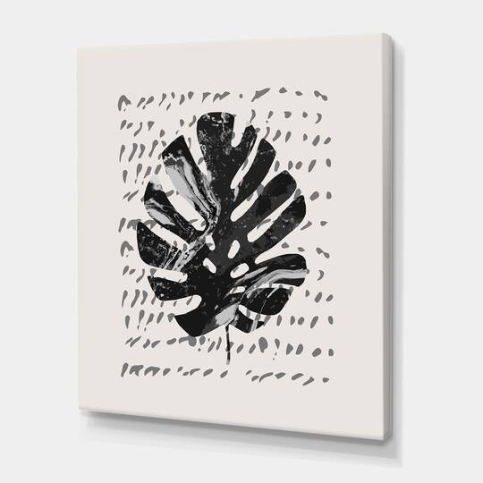 Designart - Minimal Tropical Palm Leaf On Grunge Texture